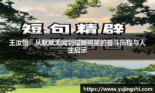 王汝恒：从默默无闻到耀眼明星的奋斗历程与人生启示